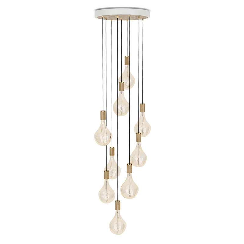 Luminaire suspendu à 9 lumières Voronoi II, Chêne