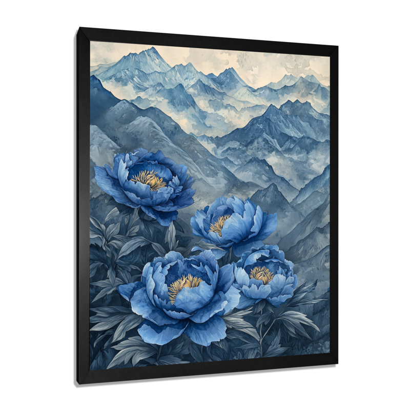 Barrows - Floral Wall Art Prints, H 40 po x l 30 po, Noir, noir, noir, noir, Reproduction encadrée d'une seule photo