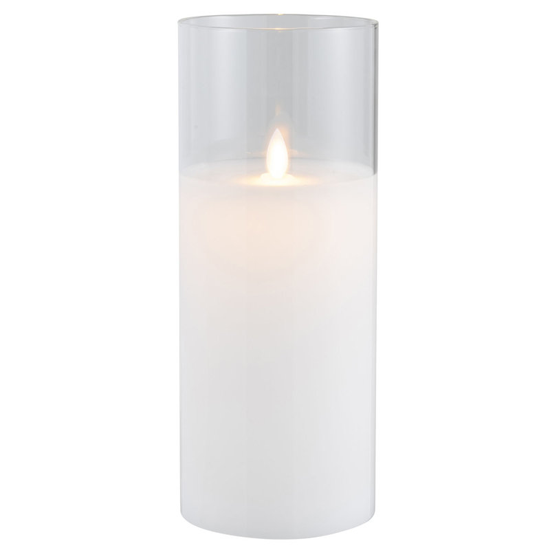 Unscented Flameless Candle with Glass Holder, 25cm H x 10cm W x 10cm D, Transparent