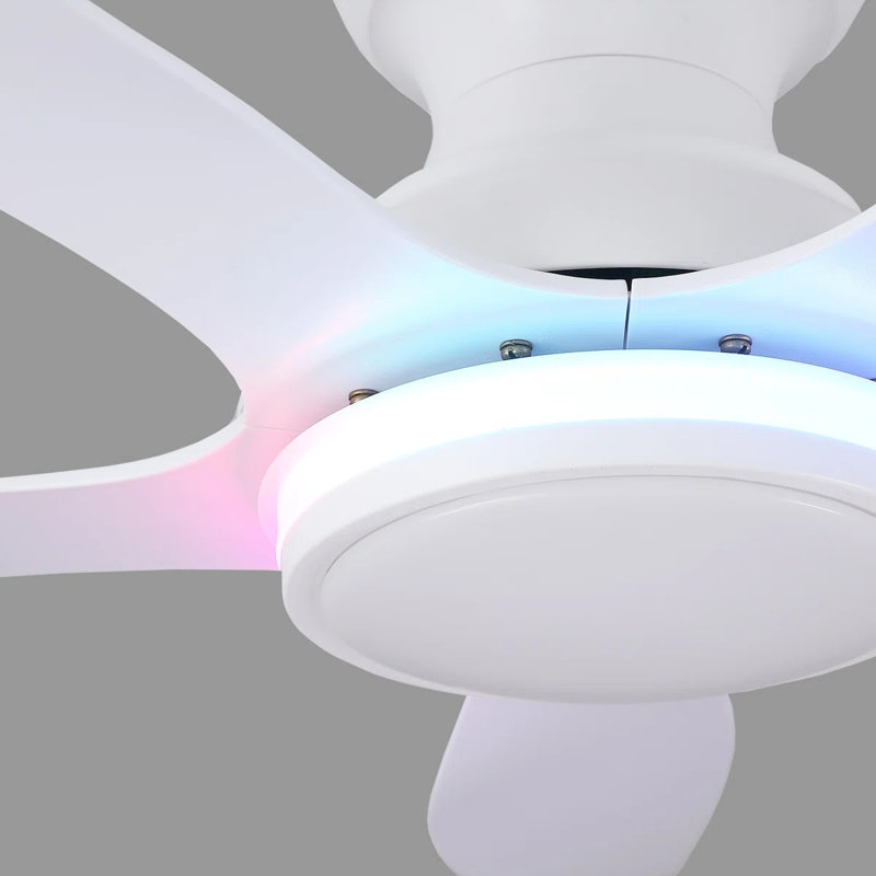 Ventilateurs de plafond encastrés blancs 46 po avec RVB, 46 po de largeur, Blanc, Blanc Muti