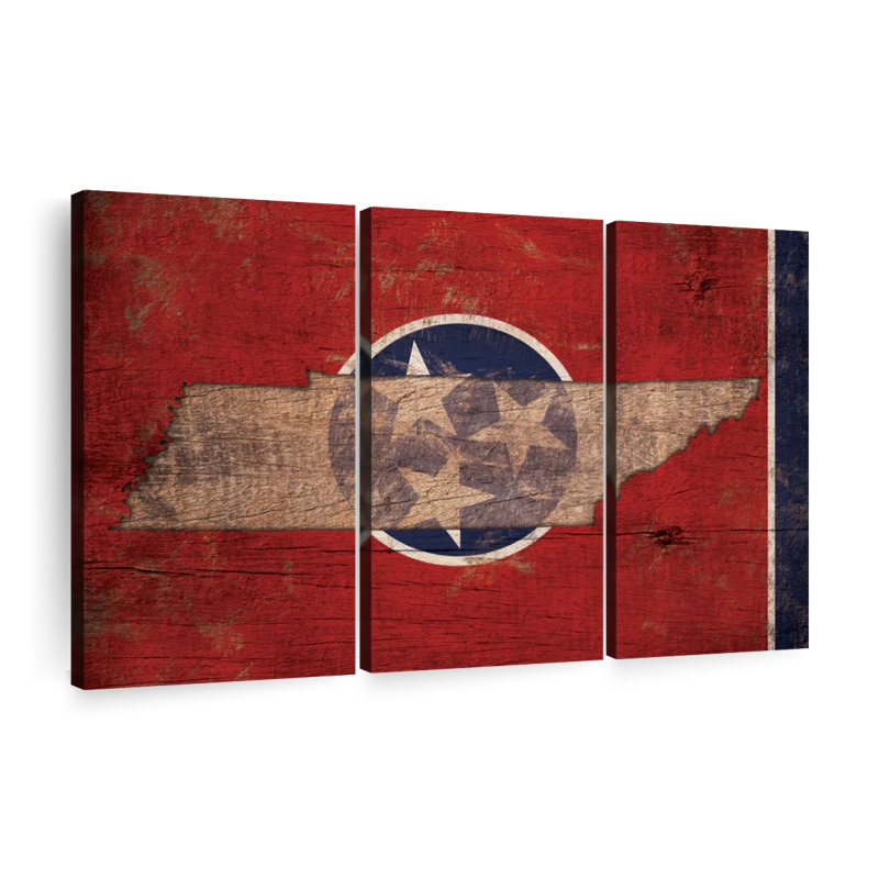 «State Map Over Tennessee Flag», reproduction sur toile, H 32 po x l 50 po x P 1,25 po
