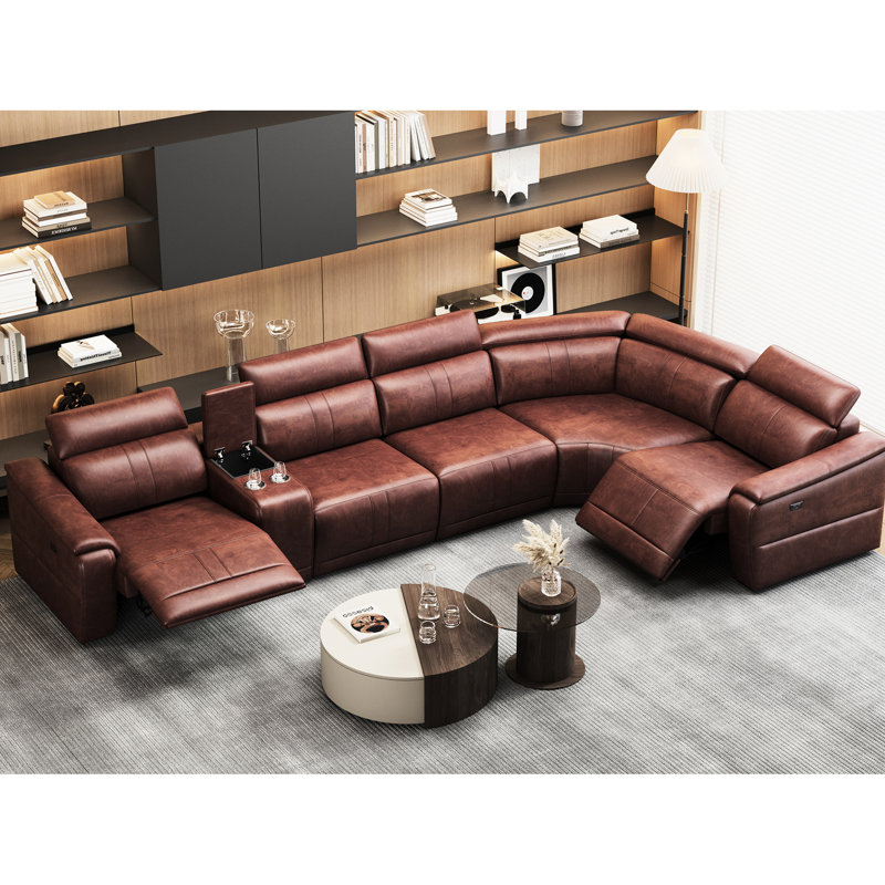 Upholstered 29.2 " Leather Power Reclining Sectional