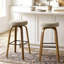Tabouret de bar pivotant sans dossier H 30,3 po avec pieds en bois courbé-392006161