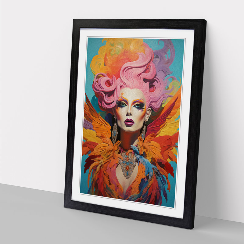 Drag Queen Symbolism - Single Picture Frame Print on Wood, 46cm H x 34cm W, Black Framed