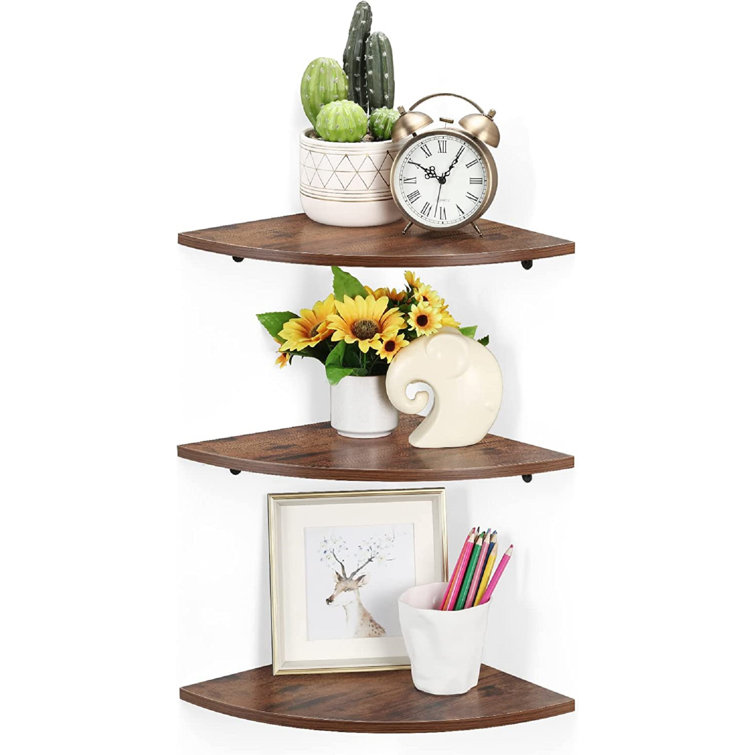 3 Tier Burnt Wood Kitchen Corner Shelf, Counter Spice and