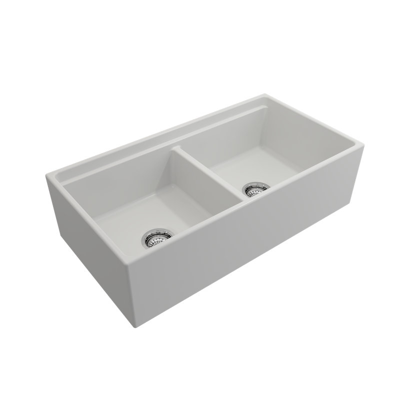 Contempo 36'' L Double Basin Kitchen Sink, Matte White