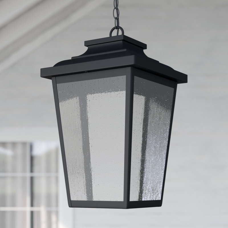 1 - Light Outdoor Hanging Lantern, 21" H × 12.5" W × 12.5" D