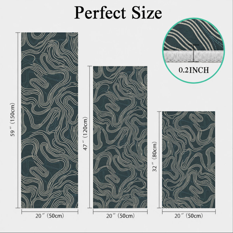 Wave Pattern Non-Slip Washable Kitchen Mats