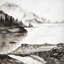 «Peaceful Landscape - Rustic», reproduction encadrée matte | Décoration intérieure