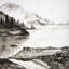 Paysage paisible - impression encadrée avec passe-partout-1446113186