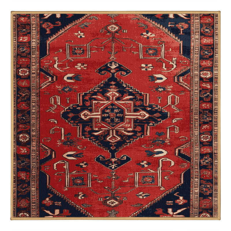 Tapis brun turc lavable à la machine, Carré 3 pi