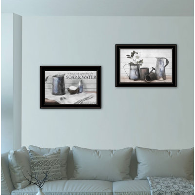 Soap / Floral 2-Piece Framed Wall Art for Living Room, Home Wall Décor by Robin-Lee Vieira