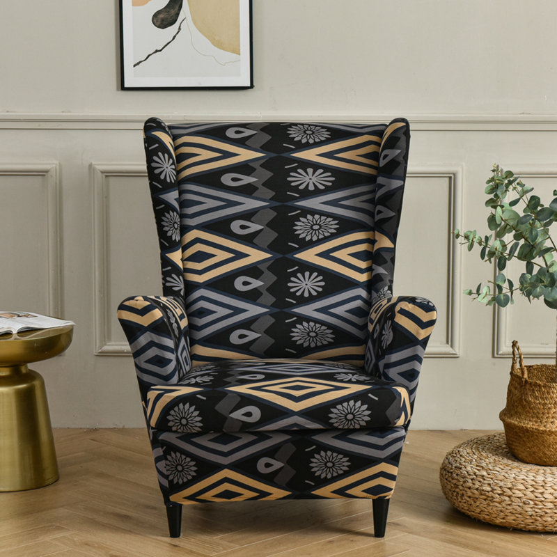 Housse extensible pour tabouret tigre, Noir 100 % coton