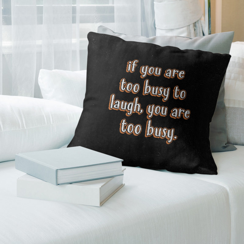 Coussin «Make Time For Laughter», 16 po x 1 po, Orange, Housse de coussin seulement - sans insert