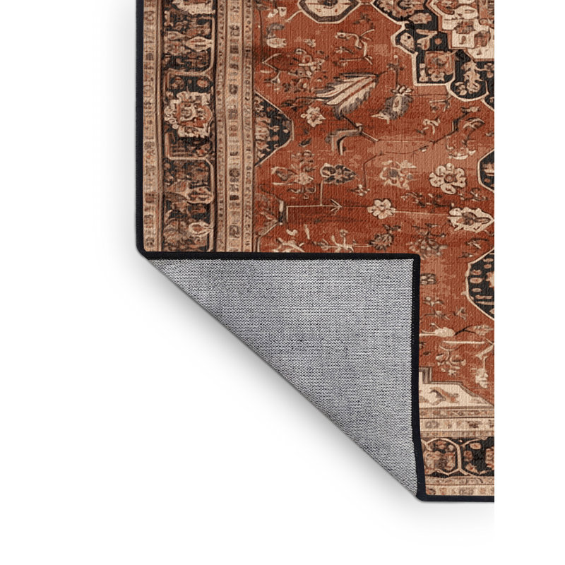 Machine Washable Persian Brown Area Rug, Square 5'