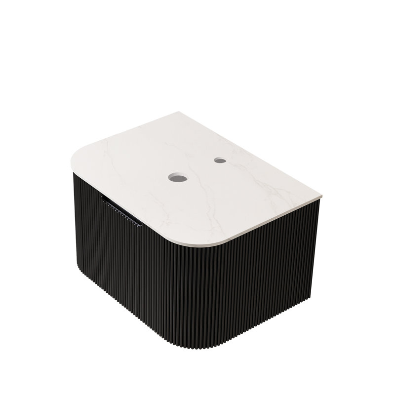 Armoire de base de meuble-lavabo compacte noire, conception moderne en contreplaqué durable pour la maison