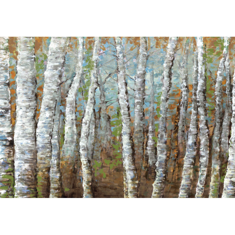 Neutral Painted Birches - Wrapped Canvas Painting, 30cm H x 46cm W