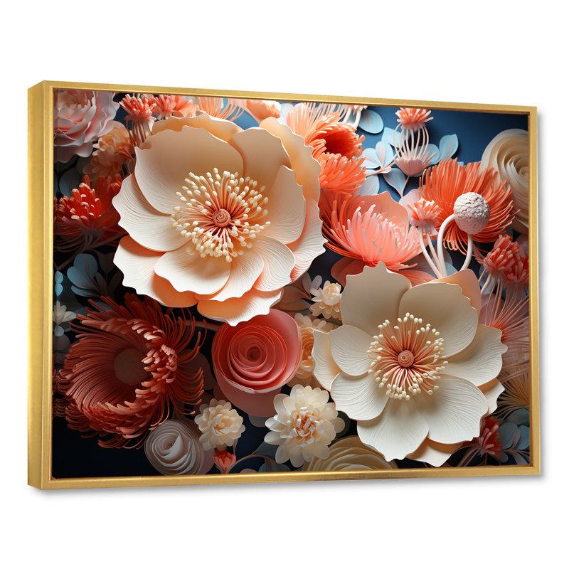 «Giant Plumose Anemone Collage», reproduction sur toile, H 12 po x l 20 po x P 1 po, Cadre flottant doré
