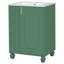 Meuble-lavabo de salle de bain avec lavabo, armoire avec tablette de porte, rangement latéral ouvert, cadre en bois massif et porte à fermeture douce pour une utilisation pratique-681692349