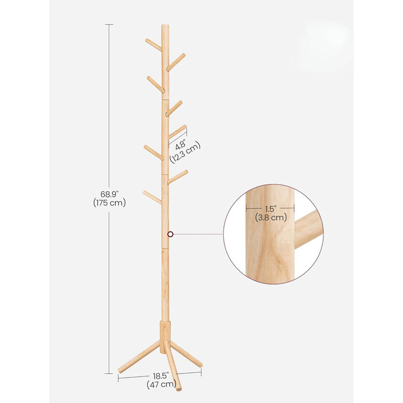 Freestanding 8 - Hook Coat Rack, Wood