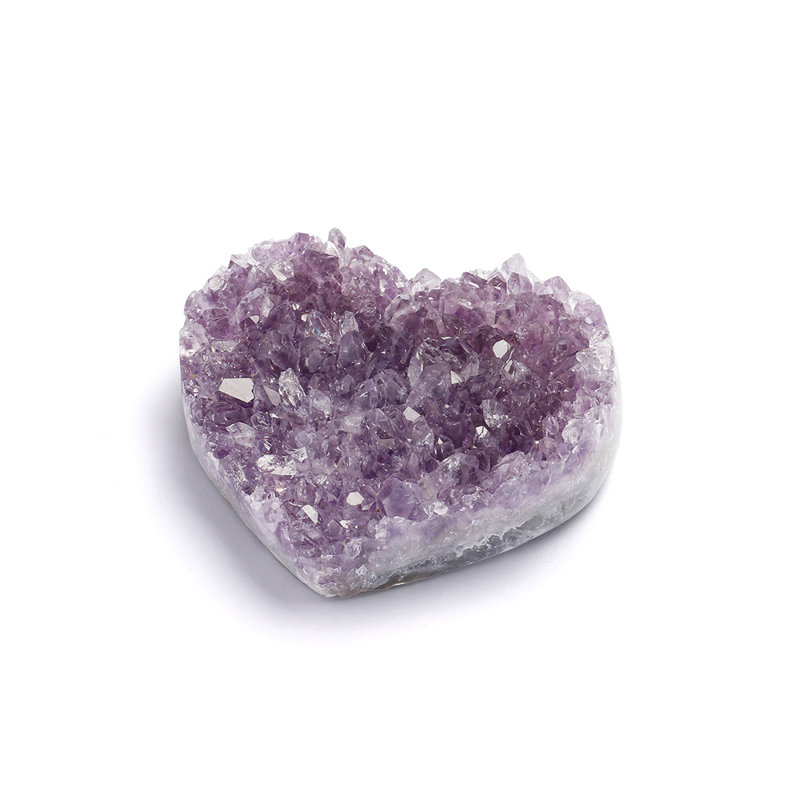 Natural Amethyst Heart-Shaped Druze Sculpture