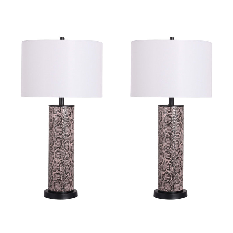 Lampe de table en faux cuir Serpent Elegance - peau de serpent - ensemble de 2