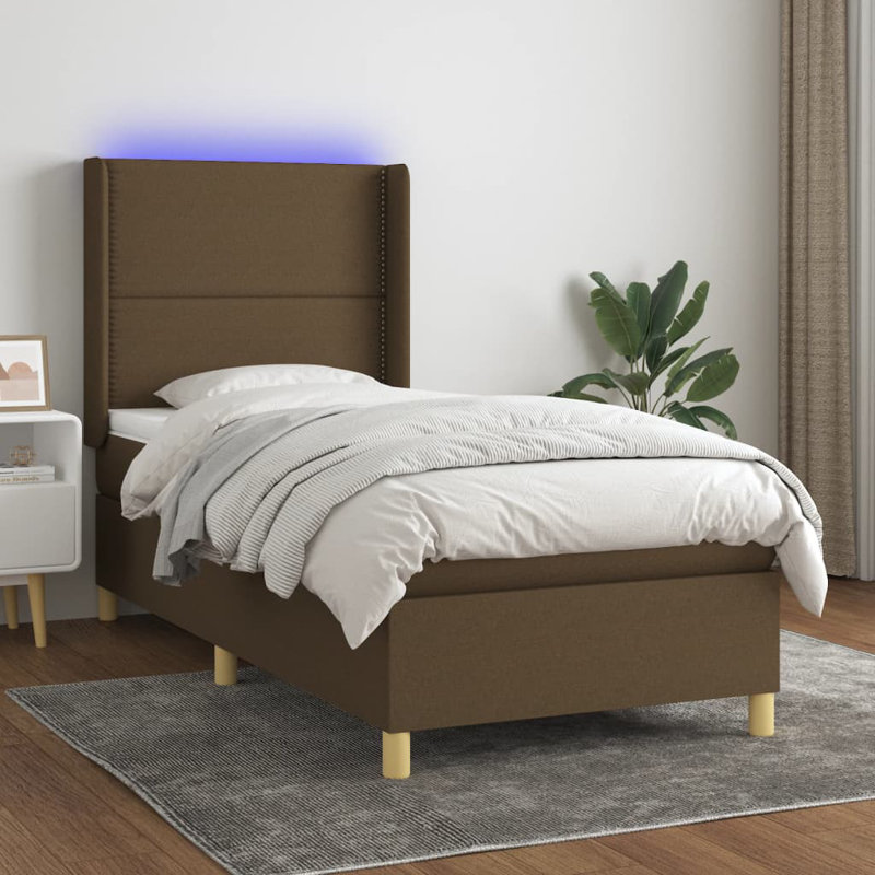 Anahira Solid Wood Bed with Mattress, Single (3'), Dark Brown