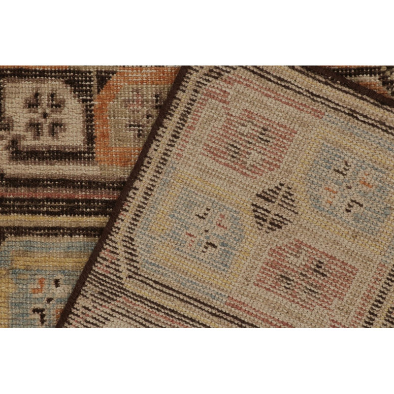 Distressed Homage Hand Knotted Wool Geometric Area Rug, Runner 3' x 14'
