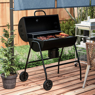 420 pieds carrés Barbecue au charbon avec roulettes pour la cuisson à l'extérieur. Idéal pique-nique de patio, fête dans la cour. Possède un thermomètre intégré et un bac à cendres pour barbecue. Convient à une célébration. &