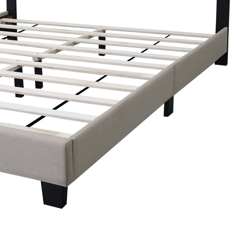 Structure de lit rembourrée polyvalente et réglable pour toute décoration de pièce, Beige