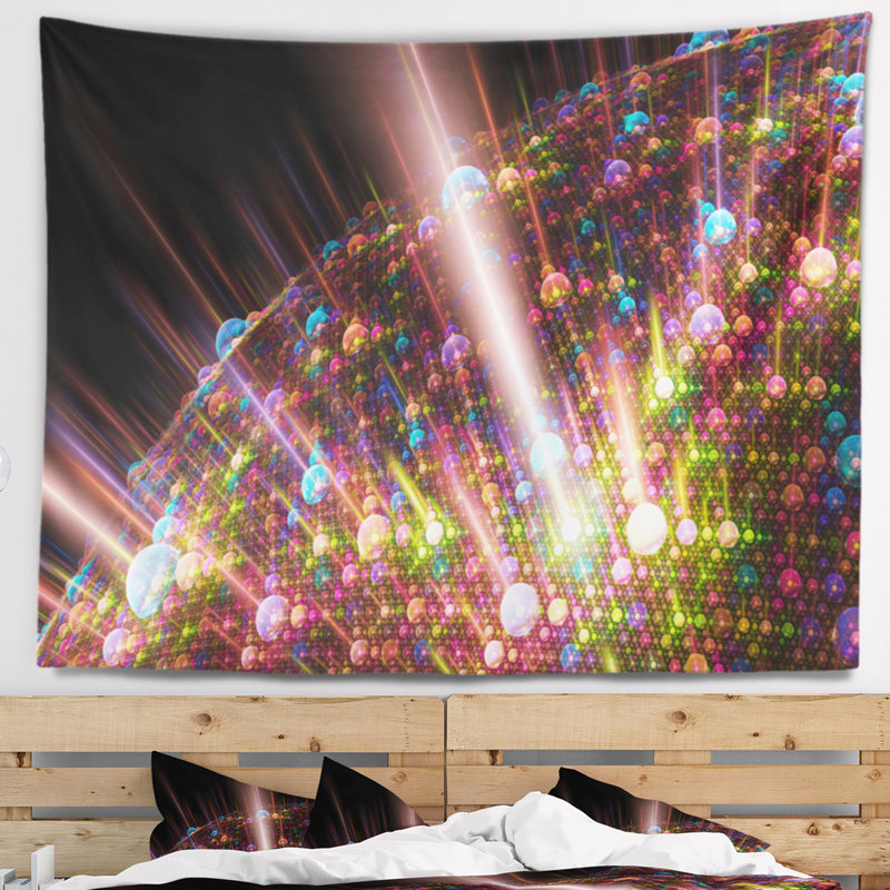 Tapisserie abstraite multicolore à bulles solaires, H 68 po x l 80 po