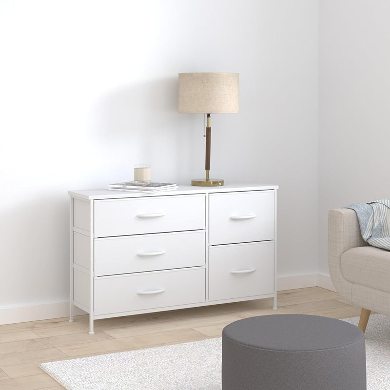 White Dresser For Bedroom With 5 Drawers