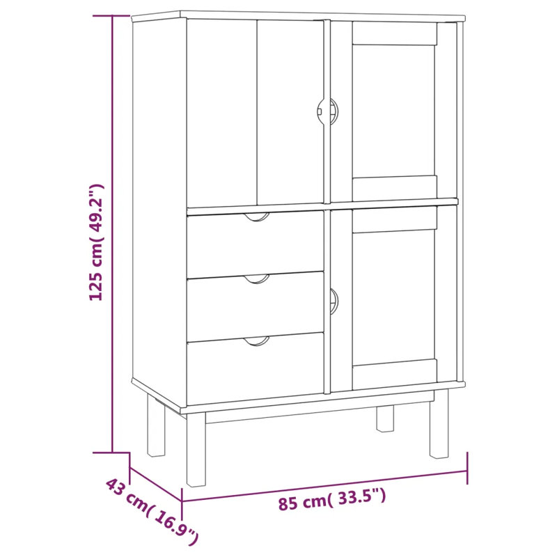 Saxon 85cm Sideboard, Brown/White