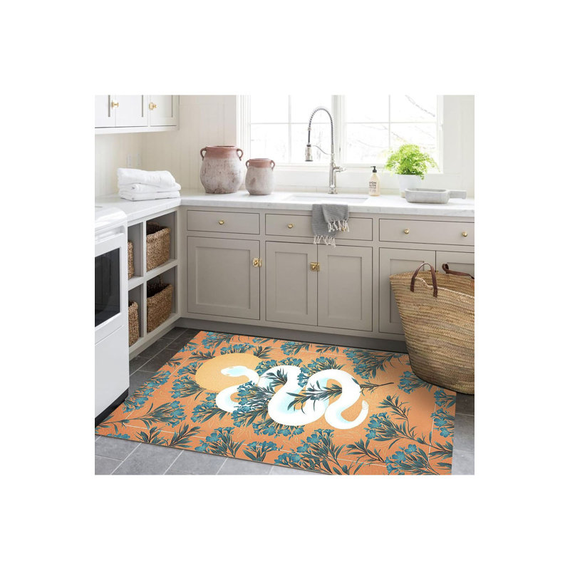 Tapis décoratif multicolore motif soleil et fleurs, Tapis de couloir 3 pi 3 po x 6 pi 7 po inclus