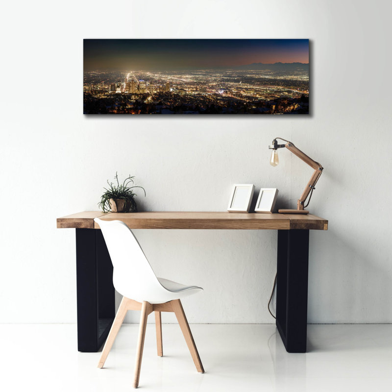  «Salt Lake City Utah Nighttime Panorama» par Epic Portfolio, art mural sur toile, 60 po x 20 po