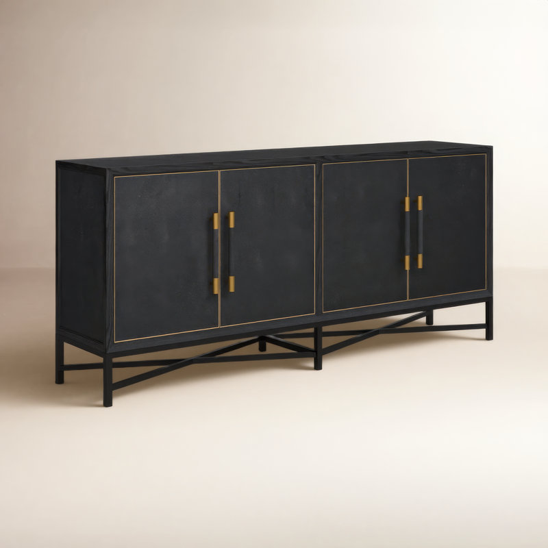 Meera 76" Wide Wood Sideboard, Black