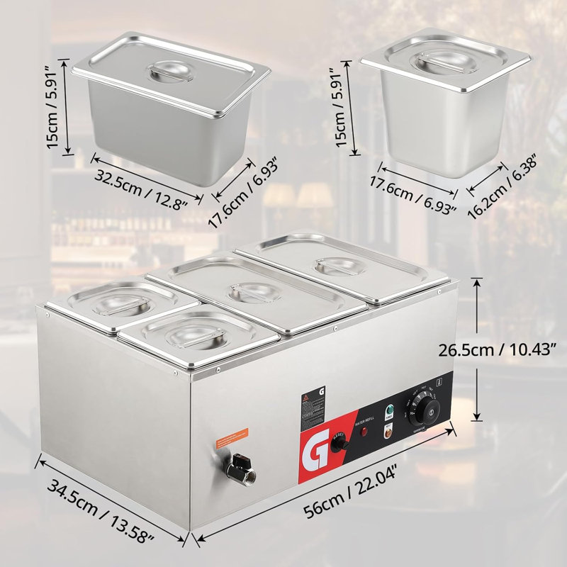 Chauffe-plat commercial à 4 plaques - 6,3 pte * 2 + 2,6 pte * 2, distribution uniforme de la chaleur