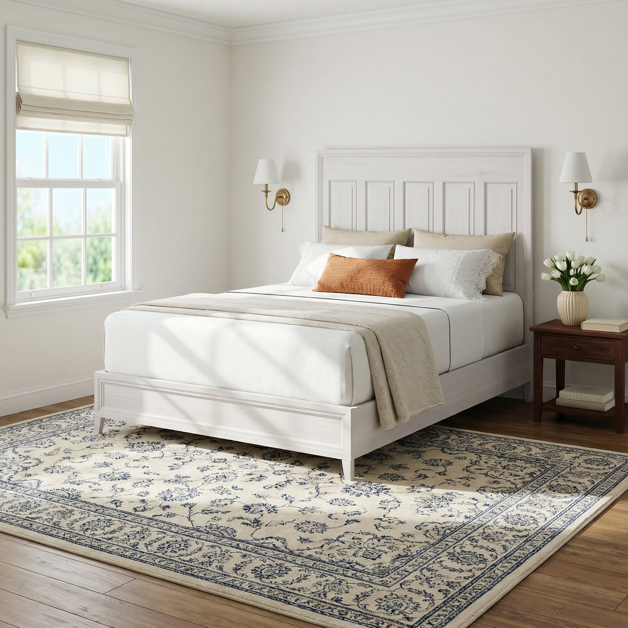 Neale Modern Farmhouse Bed, Queen, Buttermilk
