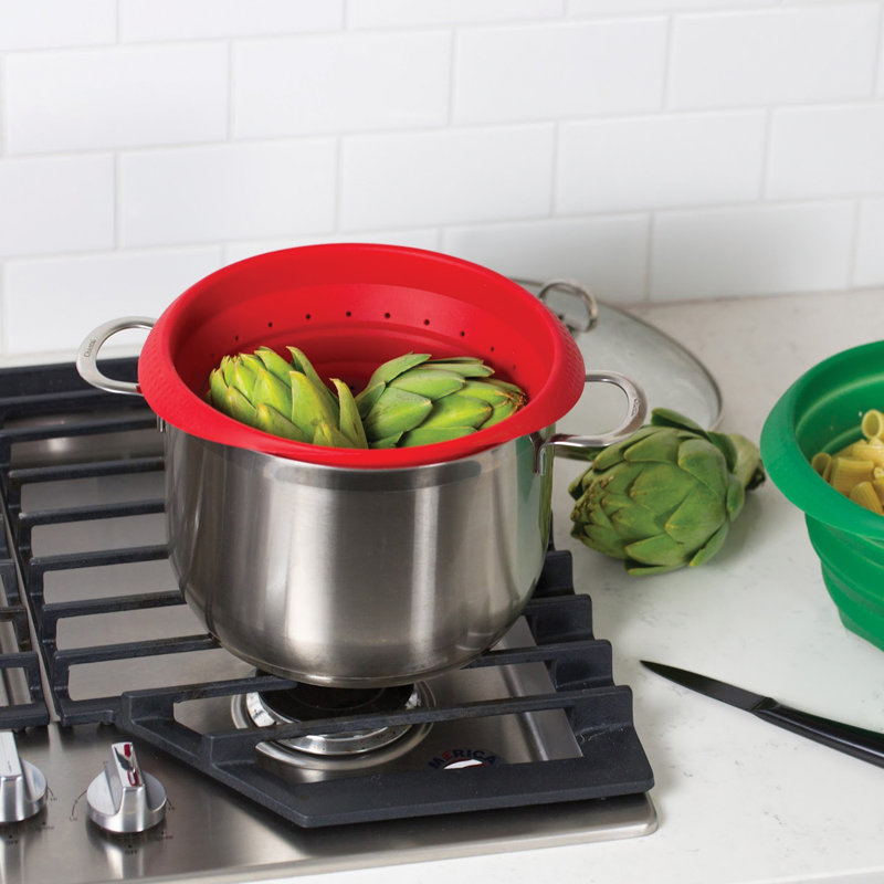 Better Houseware Silicone Colander, Red