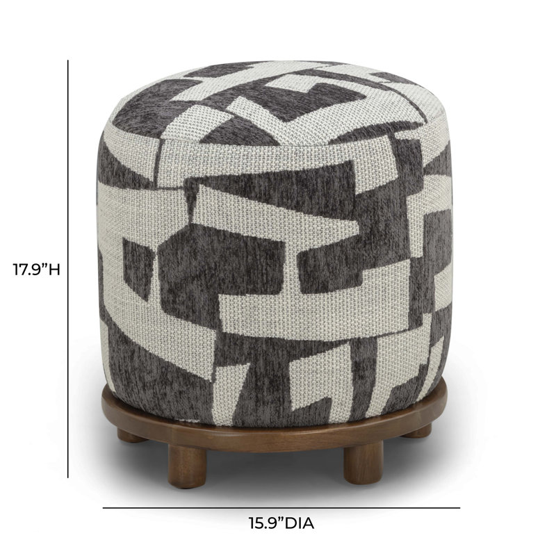 Bisou Black Jacquard Ottoman, Black/White