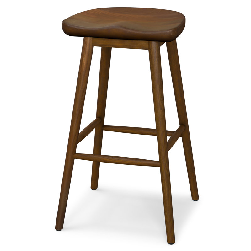 Teagan Solid Wood Modern Rustic Bar Stool with Sculpted Seat, Fully Assembled