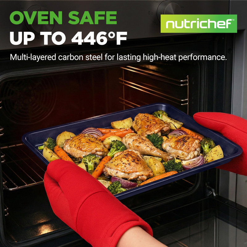 NutriChef Nutrichef 6 Piece Non-Stick Steel Bakeware Set, Blue