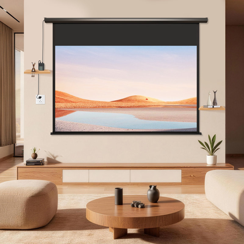 140 "Écran de projection motorisé 16: 9 - Écran de cinéma électrique intérieur et extérieur avec télécommande, 140"