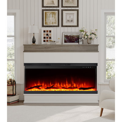 Lark Manor 158cm W White Electric Fireplace with 5000 BTU