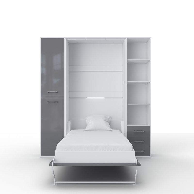 Ayvri Drawers Murphy Bed, White/Light Grey