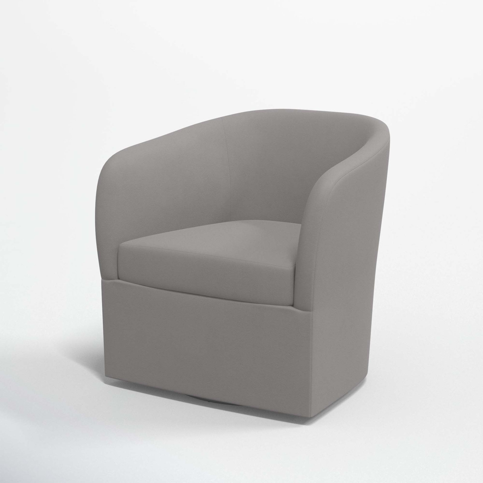 Lesia Upholstered Swivel Barrel Chair, Classic Otter Performance Velvet