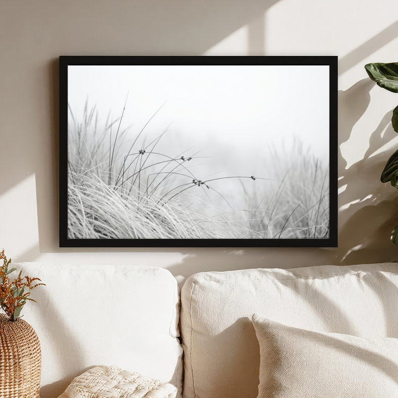Art mural en bois naturel avec cadre en bois pour le salon, la chambre à coucher, le bureau ou le vestibule - décoration murale décorative avec brouillard d'herbe