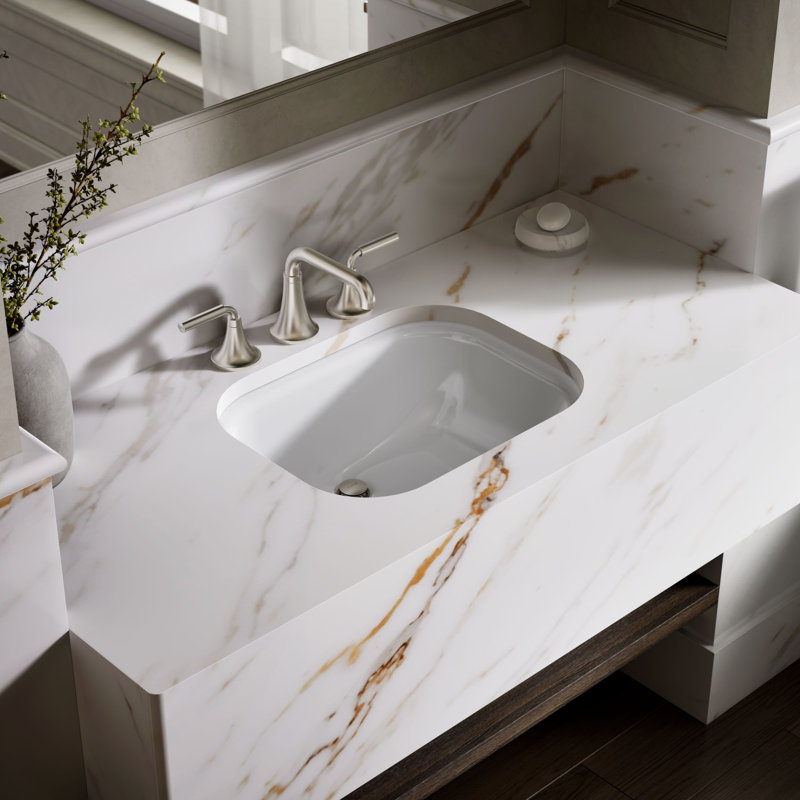 Tahoe Metal Rectangular Undermount Bathroom Sink with Overflow, White