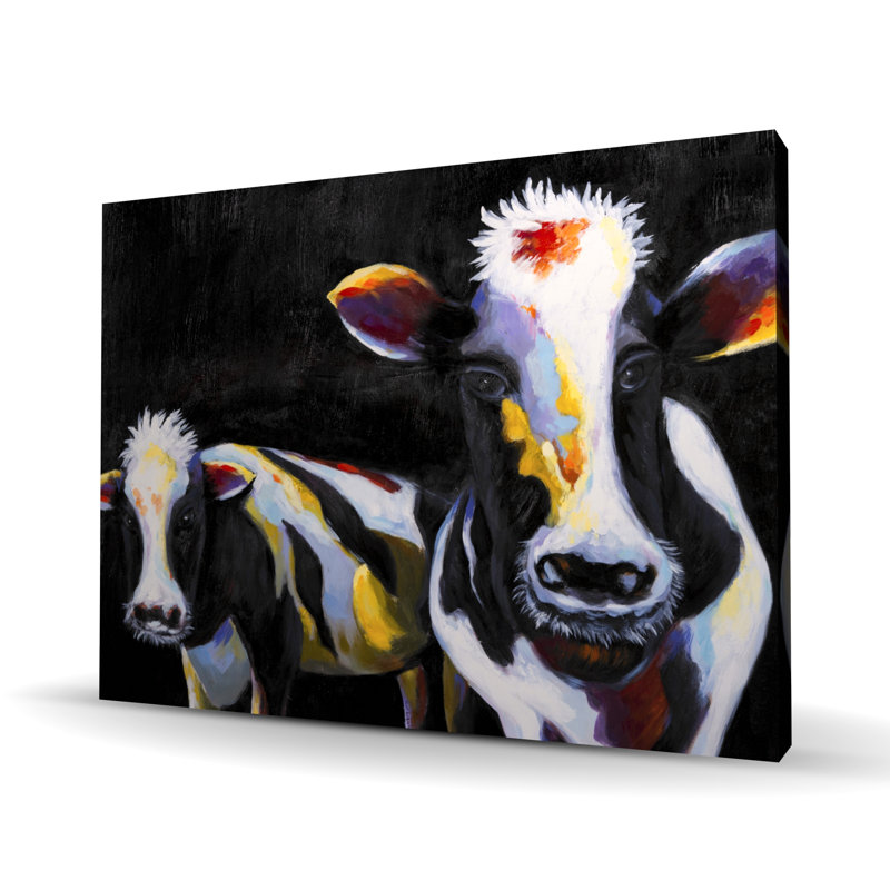 Two Funny Cows - Western Canvas Art for Home Decor
