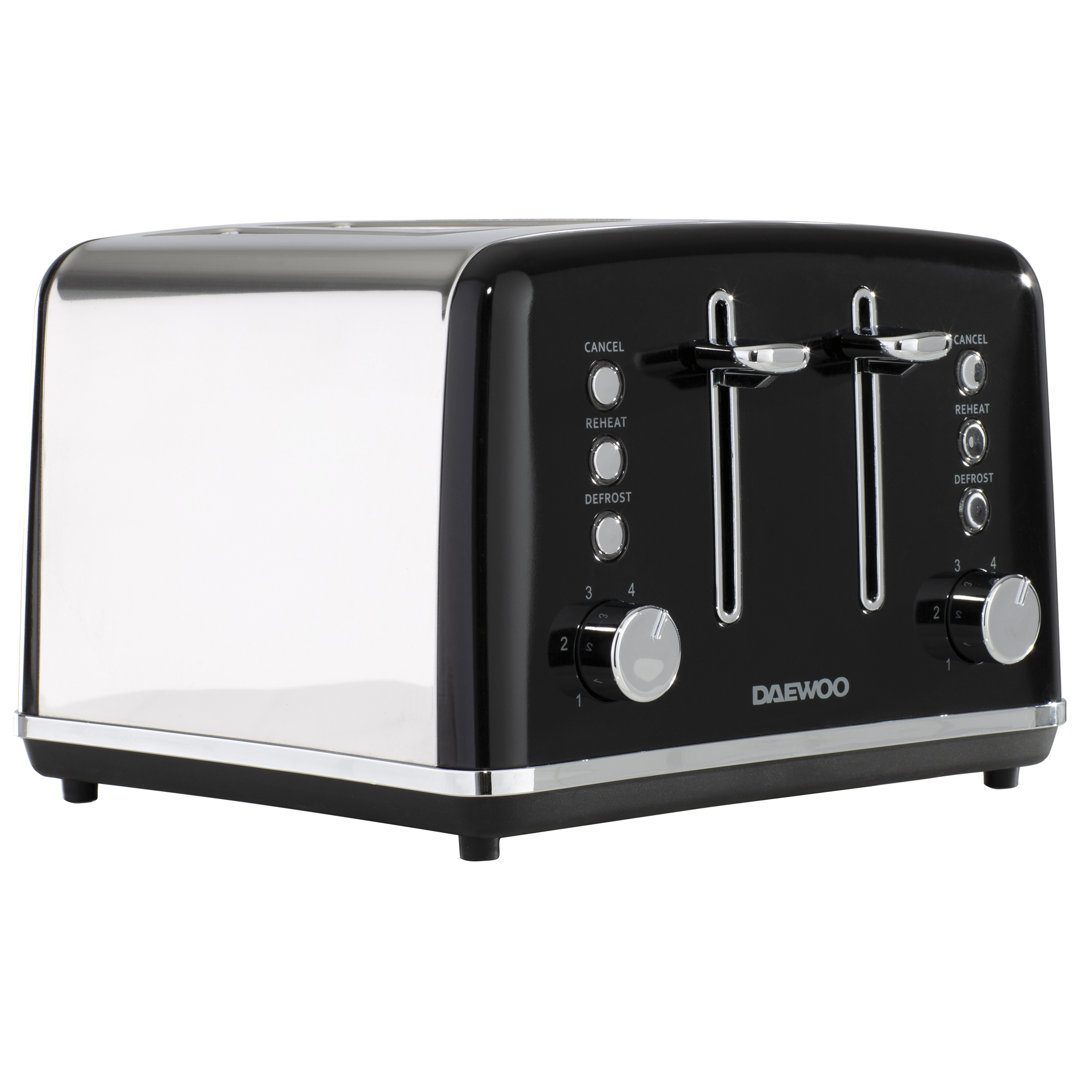 Daewoo Kensington 1750W Cream Stainless Steel & Retro 4 Slice Toaster With Defrost Reheat - Image 3